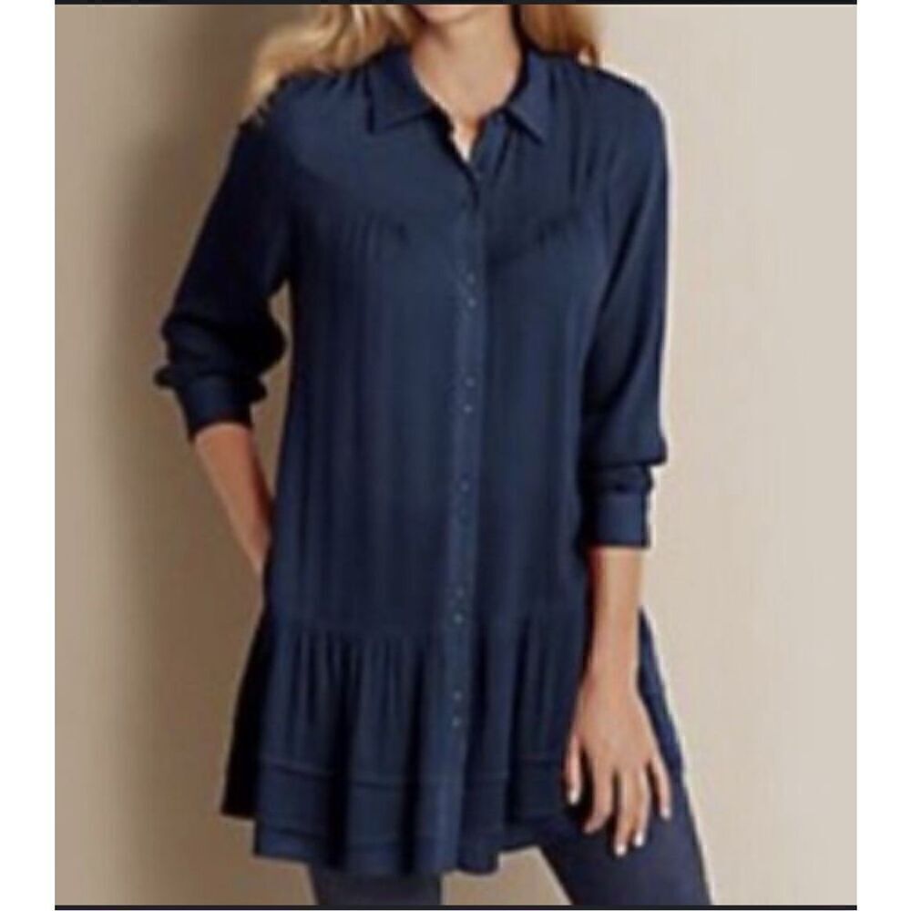 Soft Surroundings blue Gauze tunic top XS